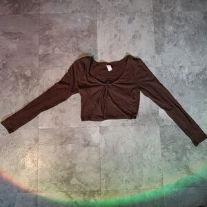 Ribbon tie Brown Cardigan Cottage Core